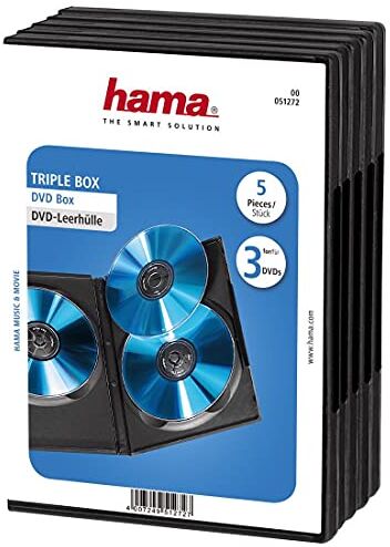 Hama Tripla Custodia per Dvd, Confezione da 5, Colore: Nero