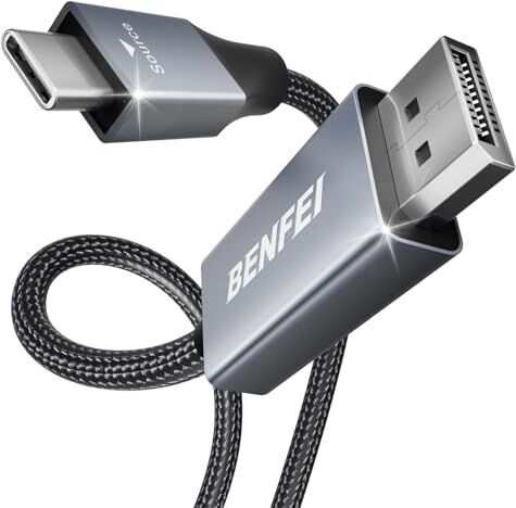 BENFEI Cavo USB C (Thunderbolt 4/3) a DisplayPort 1.4 1,8M (4K@144Hz/120Hz/60HZ, 2K@240Hz/144Hz), Cavo USB tipo C a DisplayPort per iPhone 15 Pro/Max MacBook Pro/Air 2023 iPad Pro iMac S23 XPS 17