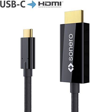 Sonero UCC010-020 USB-C al Cavo HDMI 2.0, 4K @ 60Hz con 18 Gbps, USB 3.1, Old Fashion, Thunderbolt 3 Compatibile con MacBook PRO, Samsung S8, dell XPS 15 e L'Altro USB-C Computer, 2,0m Nero