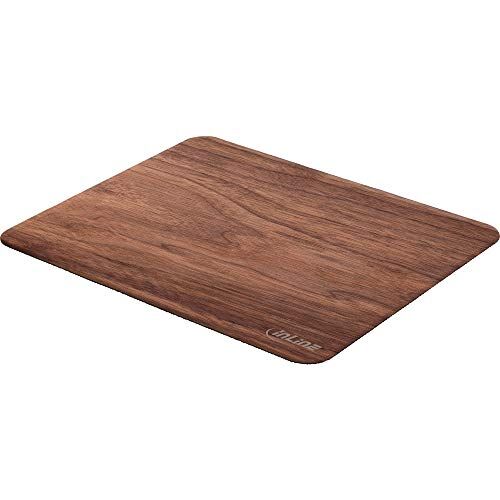 InLine ®  WoodPad, tappetino per mouse in vero legno, noce, 240 x 200 mm
