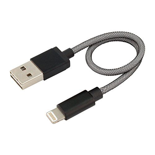 Ansmann Apple Lightning Cavo USB di ricarica e sincronizzazione con nylon intrecciato per iPhone 5/iPhone 6/iPhone 7/iPad/iPod, 20 cm, colore: Argento