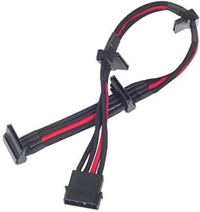 Silverstone SST-PP07-BTSBR cavo estensione Molex a 4x SATA, 30cm, nero/rosso