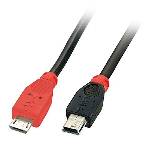 Lindy 31717 Cavo USB Micro-B a Mini-B OTG, 0.5 m, Nero
