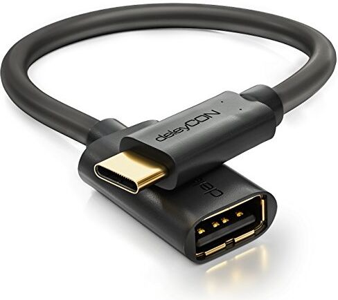 deleyCON USB 2.0 OTG C/A 0.2m USB-A USB-C Nero