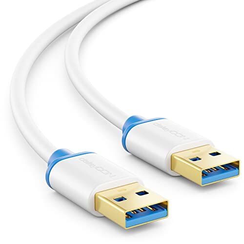 deleyCON 0,5m Cavo USB 3.0 Super Speed ​​- USB A Maschio a USB A Maschio Velocità di Trasferimento Fino a 5 Gbit/s Bianco/Blu