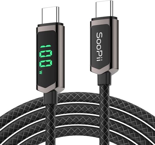 SOOPII Cavo USB C USB C 100W, 3m/10FT Cavo USB C a ricarica rapida PD da con display, Cavo Type-C intrecciato in nylon per lPhone 15/Pro/Plus/Pro Max, MacBook, lPad Pro/Air, Galaxy S23/S22