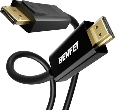 BENFEI Cavo da DisplayPort a HDMI da 1,8 m, Adattatore da maschio a maschio placcato in oro per Lenovo, HP, ASUS, Dell e altri marchi