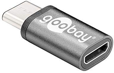 goobay 56635 Adattatore da USB-C a USB 2.0 Micro Tipo B, Grigio, Nero