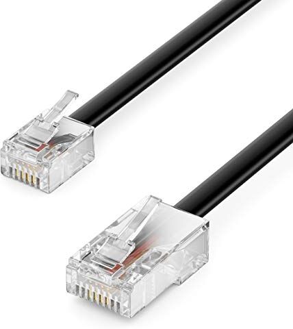 deleyCON 1m Cavo Telefonico RJ11 a RJ45 Cavo Modulare Cavo Piatto da Connettore RJ11 a Connettore di Rete RJ45 Presa Telefonica Modem Router Fax ISDN DSL VDSL Internet Nero