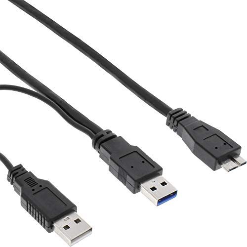 InLine USB 3.0 a Y-Cavo, 2X A a Micro B, Nero, 2m