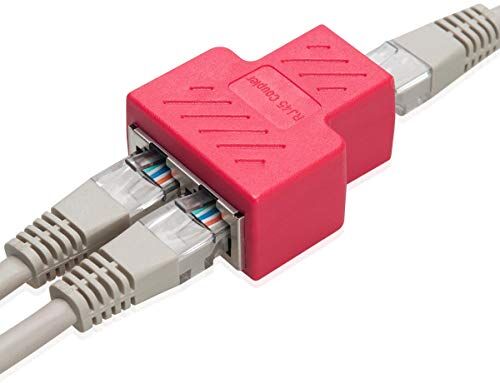 COVVY RJ45 Connettore Femmina Femmina Splitter Rete Adattatore 1 2 Donne Porto Cat 5 / Gatto 6 Lan Cavo Ethernet Doppio Connettore Adattatore Socket (1Pcs, red)