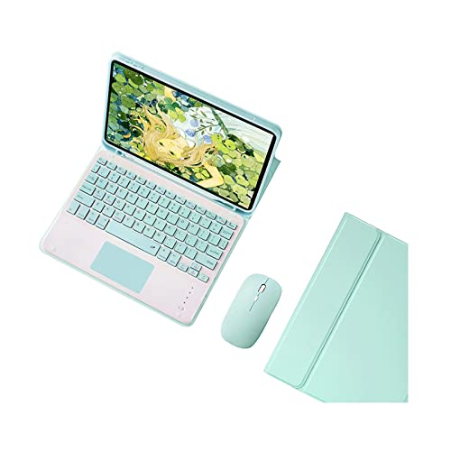 ZKAIAI Custodia con Tastiera e Mouse per iPad 9.7, iPad 6a/5a Gen-2018/2017, iPad Air 2/1,iPad Pro 9.7, Cover con Staccabile Bluetooth Touchpad Tastiera e Slot per Penna per iPad 9.7", Verde Chiaro