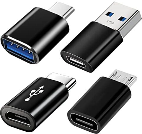 Mepsies Adattatore USB C (4 Pezzi), Adattatore USB C a USB 3.0 OTG, Adattatore Micro USB a USB C Compatibile con MacBook Pro, Samsung Galaxy, Cellulari, PC, in Auto