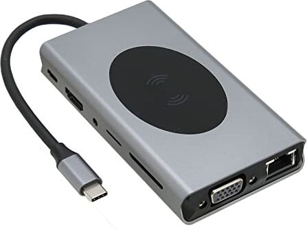 ASHATA Hub USB C, Hub USB C 13 in 1 con Tipo C, Dongle Portatile con HDMI 4K, VGA, 5 Porte USB 3.0, Audio 3.5, Caricatore PD, Scheda di Memoria, Scheda di Memoria