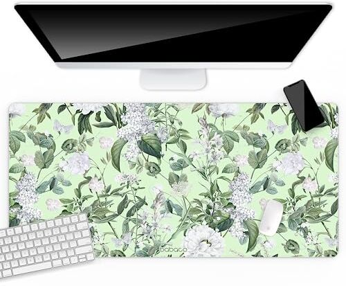 BABACO Il grande tappetino da scrivania originale e con licenza ufficiale dell'azienda, motivo Flowers 067 Green, antiscivolo, 80x40cm