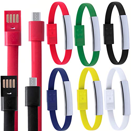 DISOK Set di 20 braccialetti micro USB dati per caricare telefoni presentati in sacchetto singolo. Connessione di tipo C. Dettagli di braccialetti tecnologici. Braccialetto USB economico.