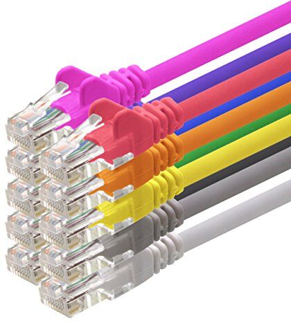 1aTTack.de 1aTTack-Cavo RJ45 UTP cat. 5, confezione da 5 Multicolore 10 colores 3 m x 10