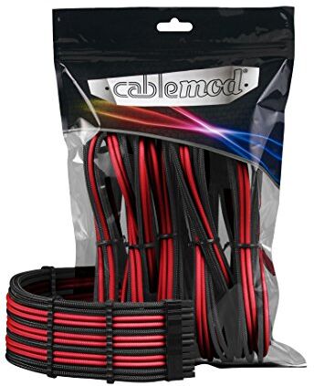 CableMod CM-PCAB-BKIT-NKKR-3PK-R Kit prolunga cavo, colore: Nero/Rosso