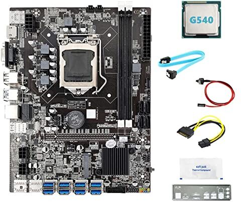 Hundnsney Vklopdsh B75 8USB BTC Mining Motherboard+G540 CPU+SATA 15Pin to 6Pin Cable+SATA Cable+Switch Cable+Baffle+Thermal Grease for ETH