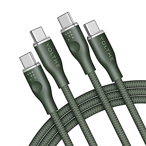 VOLTME Set di 2 Cavo USB C a USB C PD 5A 100W Nylon Intrecciato 1.80m, RUGG USB-C Tipo C Cavo di Rapida Compatibile con MacBook, MateBook pro, Pixel 7/6 Pro/5/4XL, iPad Pro, Galaxy, ecc. (verde)