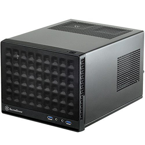 Silverstone SST-SG13B Sugo Mini-ITX Compact Computer Cube Case, pannello frontale con Mesh, nero