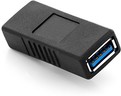 deleyCON USB 3.0 Adattatore Accoppiatore Collegamento Estensione una Femmina a una Femmina 2 Cavo Estendere Nero