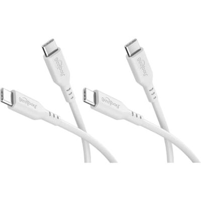goobay 2 cavi USB-C in silicone, 1,5 m, bianco, 60 W, USB-C a USB-C Cavo USB-C lungo 1,5 m, alimentazione fino a 60 W/3 A, guaina in silicone flessibile per una maggiore flessibilità goobay 2 cavi USB-C in silicone, 1,5 m, bianco, 60 W, USB-C a USB-C Cavo USB-C lungo 1,5 m, alimentazione fino a 60 W/3 A, guaina in silicone flessibile per una maggiore flessibilità