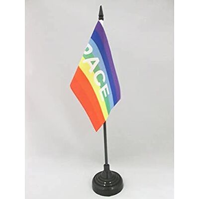 AZ FLAG Bandiera da Tavolo Arcobaleno Pace 15x10 cm Base Plastica Uso interno bandiera da tavolo della pace finitura cucita e bordi rinforzati con asta in plastica e base in plastica AZ FLAG Bandiera da Tavolo Arcobaleno Pace 15x10 cm Base Plastica Uso interno bandiera da tavolo della pace finitura cucita e bordi rinforzati con asta in plastica e base in plastica