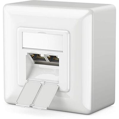 deleyCON 1x CAT 6 Universale Presa di Rete 2x Porta RJ45 Schermato Superficie o Filo 1 Gigabit Ethernet Rete EIA/TIA 568A&B Bianco deleyCON 1x CAT 6 Universale Presa di Rete 2x Porta RJ45 Schermato Superficie o Filo 1 Gigabit Ethernet Rete EIA/TIA 568A&B Bianco