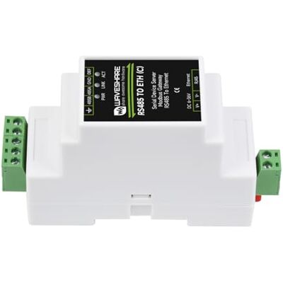 Waveshare RS485 to RJ45 Ethernet Converter Module (C), Industrial Rail-Mount RS485 Serial Server with Electrical Isolation, TCP/IP to Serial Module, 10/100M Auto-Negotiation RJ45 Connector Waveshare RS485 to RJ45 Ethernet Converter Module (C), Industrial Rail-Mount RS485 Serial Server with Electrical Isolation, TCP/IP to Serial Module, 10/100M Auto-Negotiation RJ45 Connector