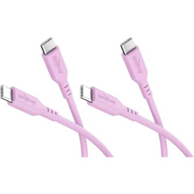 goobay 2 cavi USB-C in silicone, 1,5 m, rosa, 60 W, USB-C a USB-C Cavo USB-C lungo 1,5 m, alimentazione fino a 60 W/3 A, guaina in silicone flessibile per una maggiore flessibilità goobay 2 cavi USB-C in silicone, 1,5 m, rosa, 60 W, USB-C a USB-C Cavo USB-C lungo 1,5 m, alimentazione fino a 60 W/3 A, guaina in silicone flessibile per una maggiore flessibilità