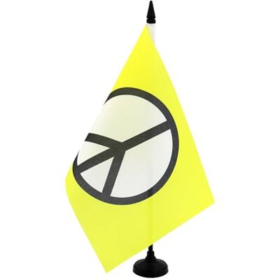 AZ FLAG Bandiera da Tavolo Simbolo Pace Giallo 21x14 cm Base Plastica Uso interno bandiera da tavolo della pace finitura cucita e bordi rinforzati con asta in plastica e base in plastica AZ FLAG Bandiera da Tavolo Simbolo Pace Giallo 21x14 cm Base Plastica Uso interno bandiera da tavolo della pace finitura cucita e bordi rinforzati con asta in plastica e base in plastica