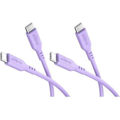 goobay 2 cavi USB-C in silicone, 1,5 m, viola 60 W, USB-C a USB-C Cavo USB-C lungo 1,5 m, alimentazione fino a 60 W/3 A, guaina in silicone flessibile per una maggiore flessibilità goobay 2 cavi USB-C in silicone, 1,5 m, viola 60 W, USB-C a USB-C Cavo USB-C lungo 1,5 m, alimentazione fino a 60 W/3 A, guaina in silicone flessibile per una maggiore flessibilità