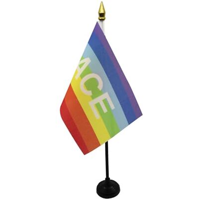 AZ FLAG Bandiera da Tavolo Arcobaleno Pace 15x10 cm Base Plastica Uso interno bandiera da tavolo della pace finitura cucita e bordi rinforzati poliestere 100D AZ FLAG Bandiera da Tavolo Arcobaleno Pace 15x10 cm Base Plastica Uso interno bandiera da tavolo della pace finitura cucita e bordi rinforzati poliestere 100D