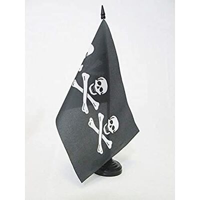 AZ FLAG Bandiera da Tavolo Pirata 3 Teschi 21x14 cm Base Plastica Uso interno bandiera da tavolo dei pirati finitura cucita e bordi rinforzati con asta in plastica e base in plastica AZ FLAG Bandiera da Tavolo Pirata 3 Teschi 21x14 cm Base Plastica Uso interno bandiera da tavolo dei pirati finitura cucita e bordi rinforzati con asta in plastica e base in plastica
