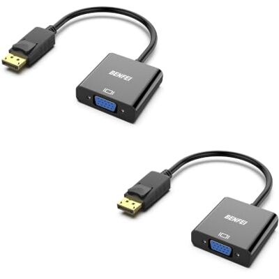 BENFEI Adattatore DisplayPort a VGA 2 Confezioni, Unidirezionale Convertitore DP Maschio a VGA Femmina 1080P per Lenovo Dell HP Asus BENFEI Adattatore DisplayPort a VGA 2 Confezioni, Unidirezionale Convertitore DP Maschio a VGA Femmina 1080P per Lenovo Dell HP Asus