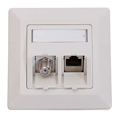 Logilink Keystone Set di presa elettrica con 1 modulo presa F + 1 modulo presa RJ45 Logilink Keystone Set di presa elettrica con 1 modulo presa F + 1 modulo presa RJ45