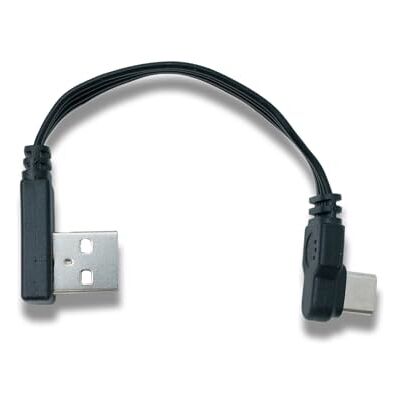 SYSTEM-S Cavo piatto USB-C a USB-A 2.0, 10 cm, connettore ad angolo retto SYSTEM-S Cavo piatto USB-C a USB-A 2.0, 10 cm, connettore ad angolo retto