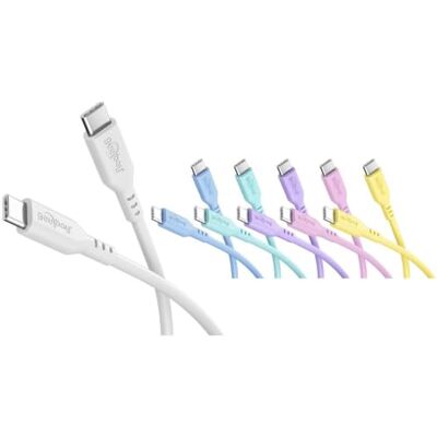 goobay 6 cavi USB-C in silicone, 1,5 m, colore pastello, 60 W, USB-C Cavo USB-C lungo 1,5 m, alimentazione fino a 60 W/3 A, guaina in silicone flessibile per una maggiore flessibilità goobay 6 cavi USB-C in silicone, 1,5 m, colore pastello, 60 W, USB-C Cavo USB-C lungo 1,5 m, alimentazione fino a 60 W/3 A, guaina in silicone flessibile per una maggiore flessibilità