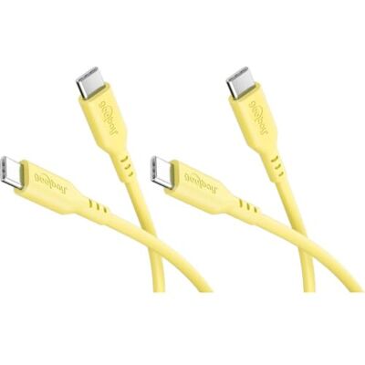 goobay 2 cavi USB-C in silicone, 1,5 m, giallo, 60 W, USB-C a USB-C Cavo USB-C lungo 1,5 m, alimentazione fino a 60 W/3 A, guaina in silicone flessibile per una maggiore flessibilità goobay 2 cavi USB-C in silicone, 1,5 m, giallo, 60 W, USB-C a USB-C Cavo USB-C lungo 1,5 m, alimentazione fino a 60 W/3 A, guaina in silicone flessibile per una maggiore flessibilità