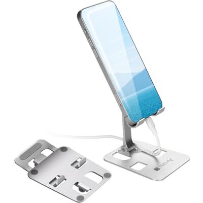 Techly 369427 Supporto Universale Porta Smartphone e Tablet Regolabile e Pieghevole Silver Techly 369427 Supporto Universale Porta Smartphone e Tablet Regolabile e Pieghevole Silver