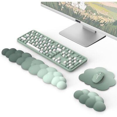 MoKo Supporto Polso Nuvola Per Tastiera E Mouse Con Tappetino, Verde Supporto Polso Ergonomico Nuvola Per Tastiera E Mouse, Poliestere Resistente, Per Ufficio, Gaming, PC E Notebook MoKo Supporto Polso Nuvola Per Tastiera E Mouse Con Tappetino, Verde Supporto Polso Ergonomico Nuvola Per Tastiera E Mouse, Poliestere Resistente, Per Ufficio, Gaming, PC E Notebook