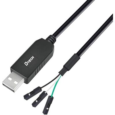 DTECH FTDI, adattatore seriale da USB a TTL, 3,3 V, cavo di debug TX RX Signal 3 pin, presa FT232RL, chip per Windows 10 8 7 Linux MAC OS (1,8 m nero) DTECH FTDI, adattatore seriale da USB a TTL, 3,3 V, cavo di debug TX RX Signal 3 pin, presa FT232RL, chip per Windows 10 8 7 Linux MAC OS (1,8 m nero)