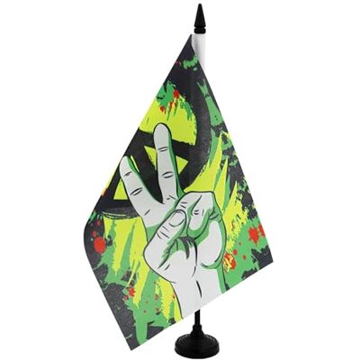 AZ FLAG Bandiera da Tavolo Pace graffiti 21x14 cm Base Plastica Uso interno bandiera da tavolo della pace finitura cucita e bordi rinforzati con asta in plastica e base in plastica AZ FLAG Bandiera da Tavolo Pace graffiti 21x14 cm Base Plastica Uso interno bandiera da tavolo della pace finitura cucita e bordi rinforzati con asta in plastica e base in plastica