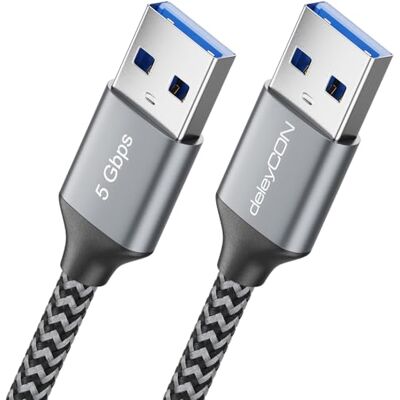 deleyCON 1m Cavo USB 3.0-5Gbps Super Speed (2x Connettore USB-A) Connettori Alluminio + Linea Nylon Dati per Laptop, HDD, Stampante, Modem, Dischi, Fotocamere ecc. deleyCON 1m Cavo USB 3.0-5Gbps Super Speed (2x Connettore USB-A) Connettori Alluminio + Linea Nylon Dati per Laptop, HDD, Stampante, Modem, Dischi, Fotocamere ecc.
