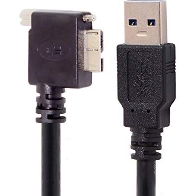 chenyang USB 3.0 a USB 3.0 Micro-B cavo dati con supporto a vite per macchina fotografica industriale 90 gradi angolato 1.2M chenyang USB 3.0 a USB 3.0 Micro-B cavo dati con supporto a vite per macchina fotografica industriale 90 gradi angolato 1.2M