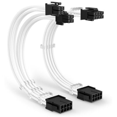 J&D Cavo di Estensione Alimentazione EPS 8 Pin, 30 cm Cavo Intrecciato Bianco da Femmina a Maschio ATX per CPU, 6 Pettini per Cavi per Organizzazione Ordinata, 2 Pezzi J&D Cavo di Estensione Alimentazione EPS 8 Pin, 30 cm Cavo Intrecciato Bianco da Femmina a Maschio ATX per CPU, 6 Pettini per Cavi per Organizzazione Ordinata, 2 Pezzi