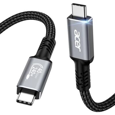 Acer Cavo USB 4, USB-IF, Thunderbolt 4/3,visualizzazione video HDR 8K-1M Trasferimento dati 40 Gbps/ricarica PD 240W, cavo USB C a USB-C per iPhone 16 17, Studio Display, SSD, eGpu, Dock ecc. Acer Cavo USB 4, USB-IF, Thunderbolt 4/3,visualizzazione video HDR 8K-1M Trasferimento dati 40 Gbps/ricarica PD 240W, cavo USB C a USB-C per iPhone 16 17, Studio Display, SSD, eGpu, Dock ecc.