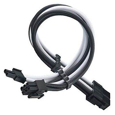 Silverstone SST-PP07E-PCIBW Cavo di prolunga da 25 cm, 8 Pin a PCI-E 6 + 2 Pin, Nero + Bianco Silverstone SST-PP07E-PCIBW Cavo di prolunga da 25 cm, 8 Pin a PCI-E 6 + 2 Pin, Nero + Bianco