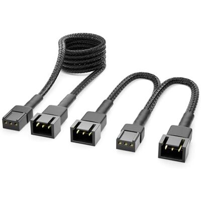 deleyCON 3-Pin Set di Cavi per Ventole Cavo di Prolunga Estensione da 90 cm + Cavo a Y da 15 cm Nylon Plug & Play per PC Computer Stazione di Lavoro Nero deleyCON 3-Pin Set di Cavi per Ventole Cavo di Prolunga Estensione da 90 cm + Cavo a Y da 15 cm Nylon Plug & Play per PC Computer Stazione di Lavoro Nero